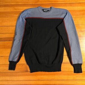 Vintage Profile Wool Outdoors Skiing Colorblock Sweater Black and Grey